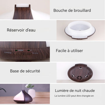 Humidificateur d'air 220ml diffuseur d'huiles essentielles ultrasonique avec 7 lumière LED de couleurs et minuterie humidificateur